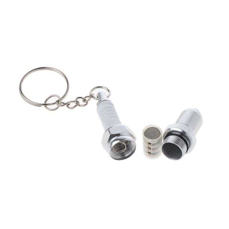Spark Plug Shaped Pendant Key Chain LED Flashlight Keyring Gift for Friends