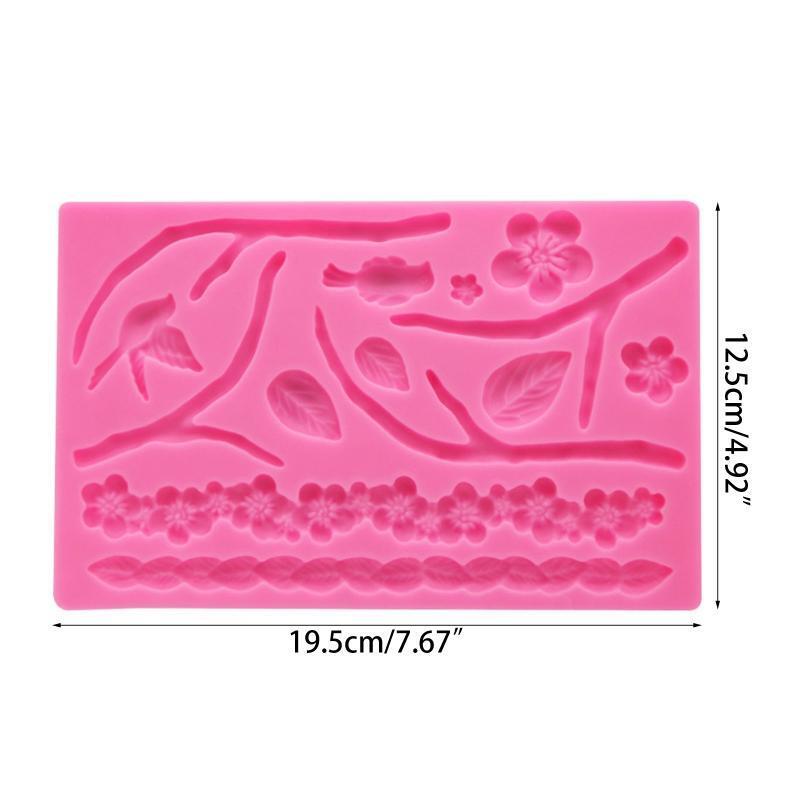 Creative Branch Leaf Bird Flower Fondant Silicone Mold Pastry Chocolate Mold