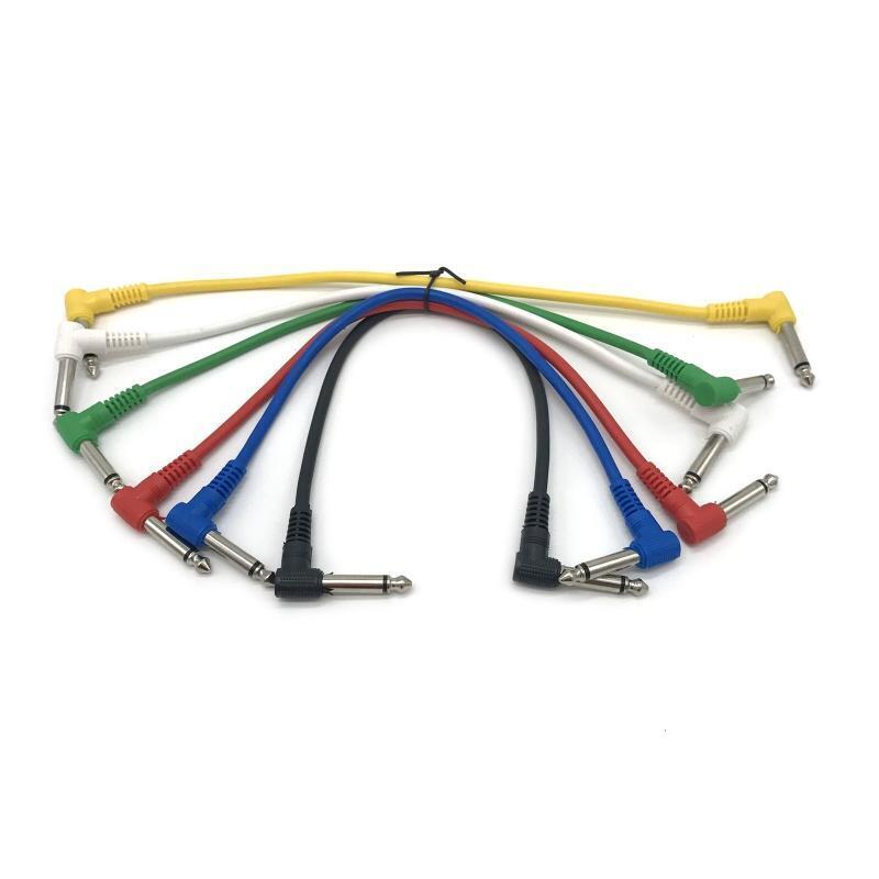 PVC and Metal Guitar Audio Cables, 6-lamp Cables 30cm, 6.35mm Right Angle