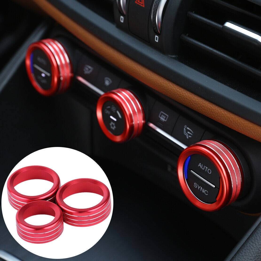 3 Air Condition Switch Knob Circle Cover Trim Fit for Alfa Romeo Giulia Li