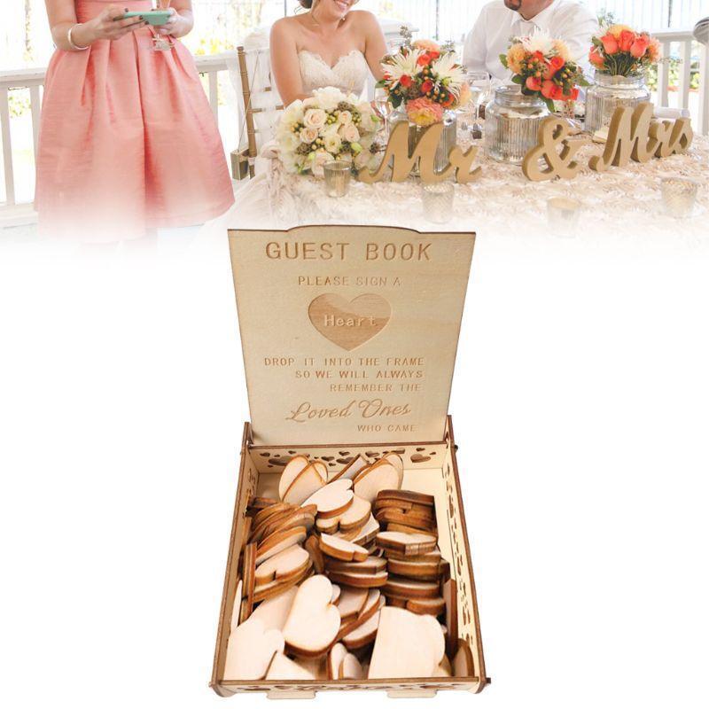 Love Holder Wooden Wedding Heart Drop Box for Guest Book Message Rustic Decor
