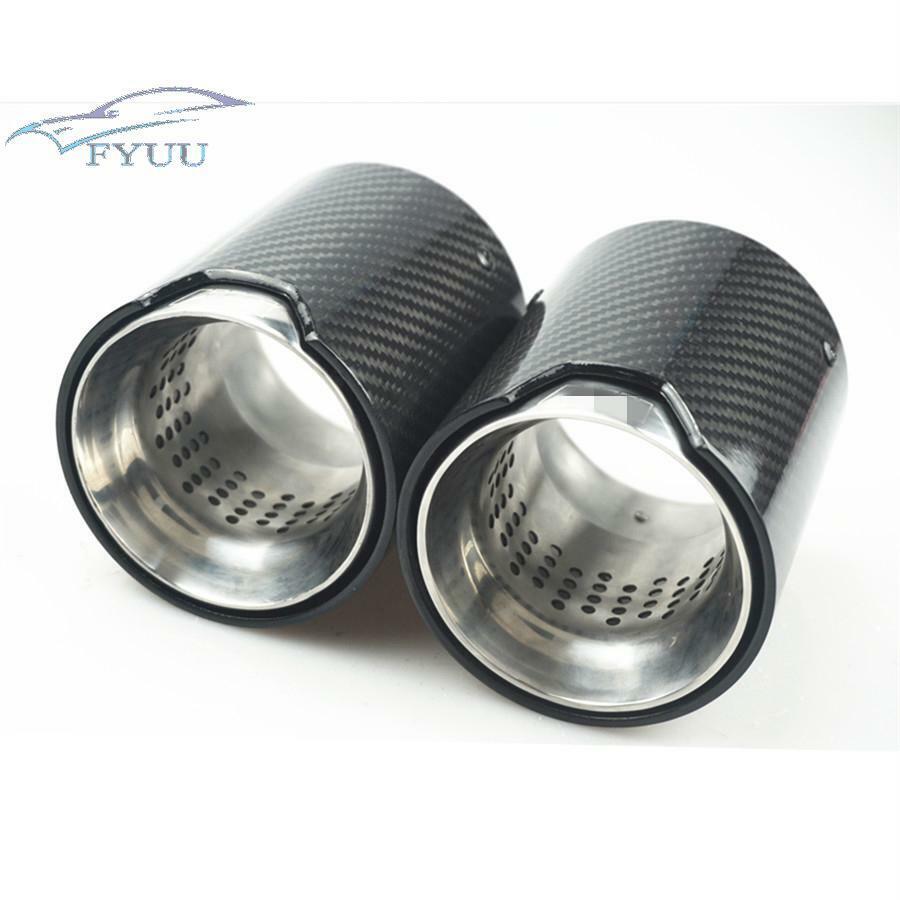 1 Pair Glossy 100% Real Carbon Fiber Exhaust Tip Exhaust Pipe For BMW M5 F90