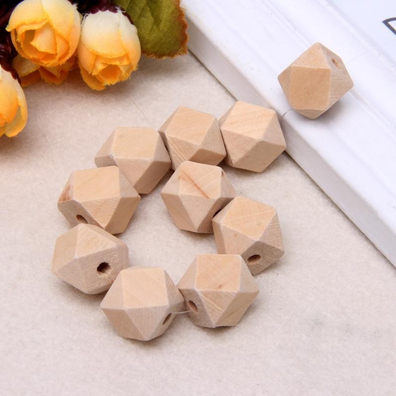 10pcs Wooden Geometric Natural Unfinished Beads For Jewelry Necklace Making 10mm