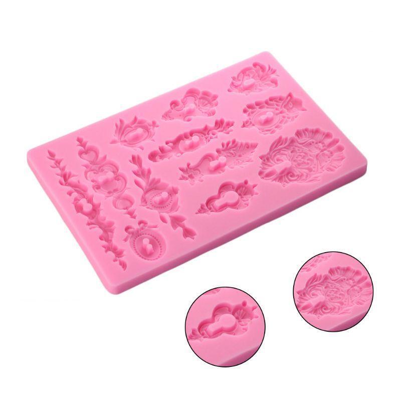 DIY European Flower Pattern Cake Border Silicone Mold Baroque Scroll Relief Mold