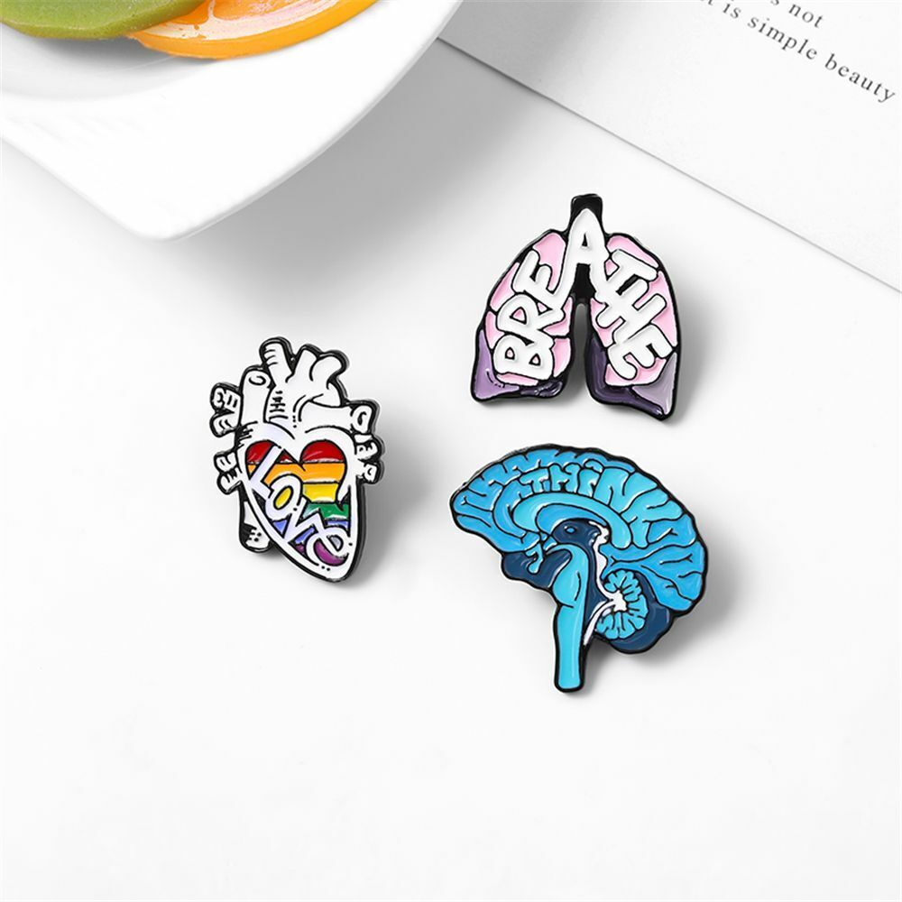Oil Badge Cartoon Bag Accessories Brain Lung Anatomy Heart Enamel Pins Brooch