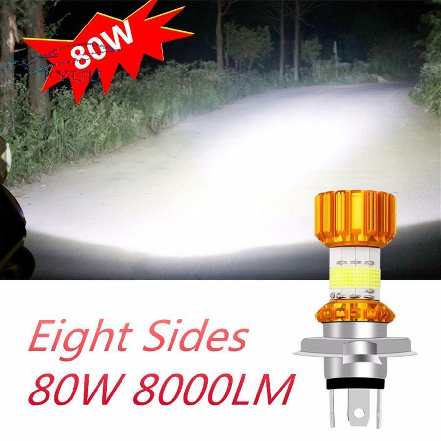 8 Sides 360° H4 DC 12V 80W 6000K LED Motorcycle Motor Scooter Headlight Blub