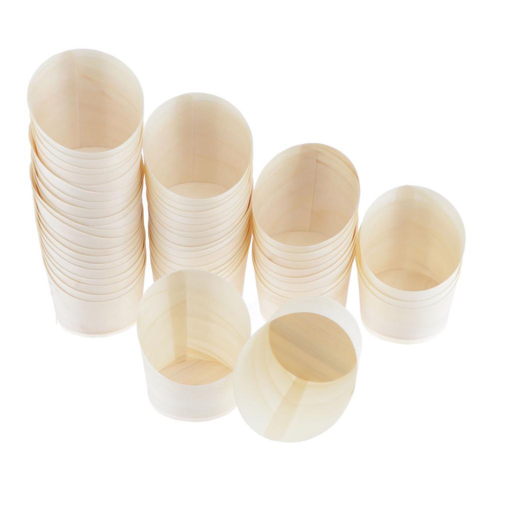 50-Pack Mini Disposable Wood Oblique Mouth Cups Party Tableware Supplies