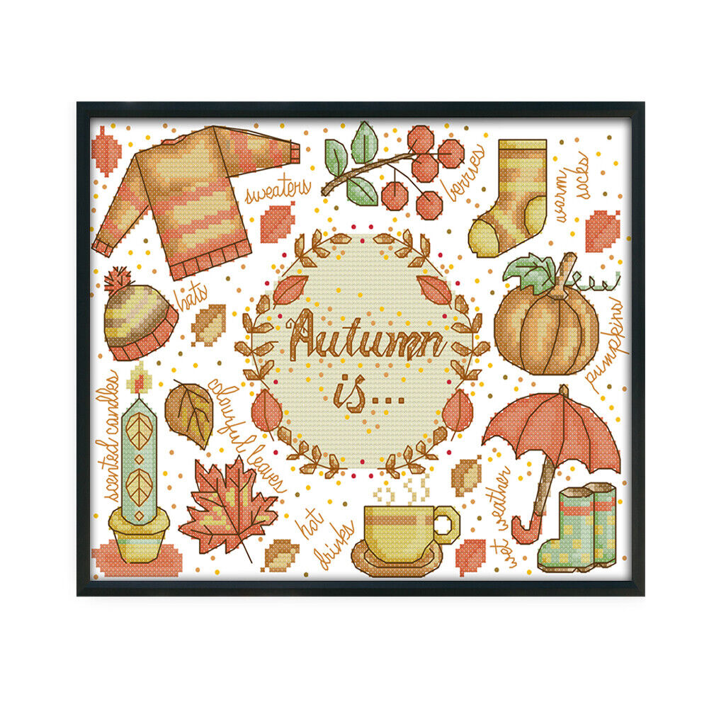 Cross-Stitch Kits Printed Canvas Autumn Embroidery DIY 14CT Stamp (J365)