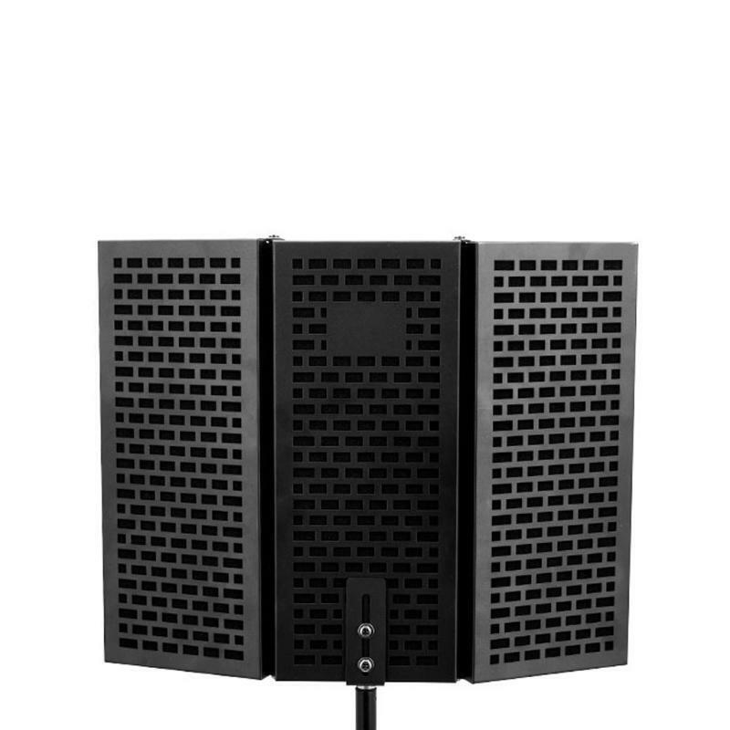 Adjustable 3 Panel Microphone Metal Isolation Shield Mic Sound Absorbing Foam