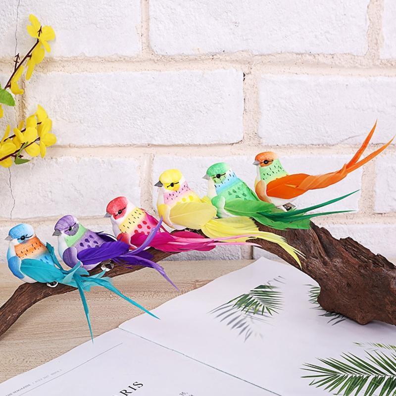 12 Pieces Simulation Foam Birds Exquisite Birds Ornament with Clips for Garden