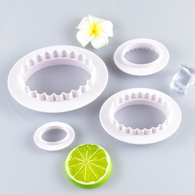 4pcs/set Oval Cookies Cutter Pastry Tool Plastic Fondant Cake Mold Decorating