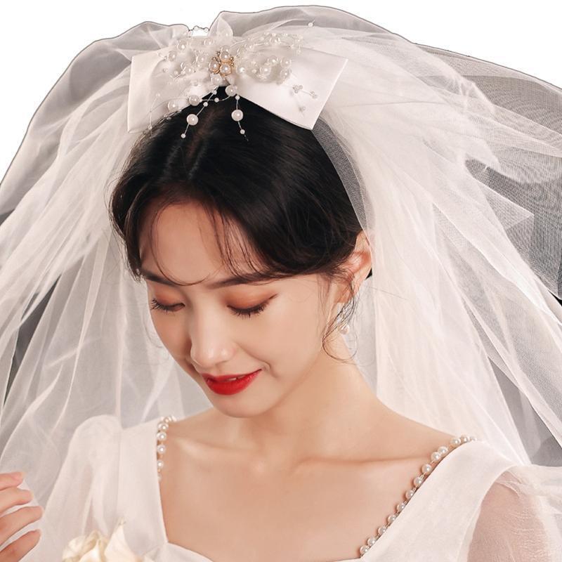 Wedding Bridal Veil 4 Layers Short Sheer Tulle Hair Accessories for Brides White