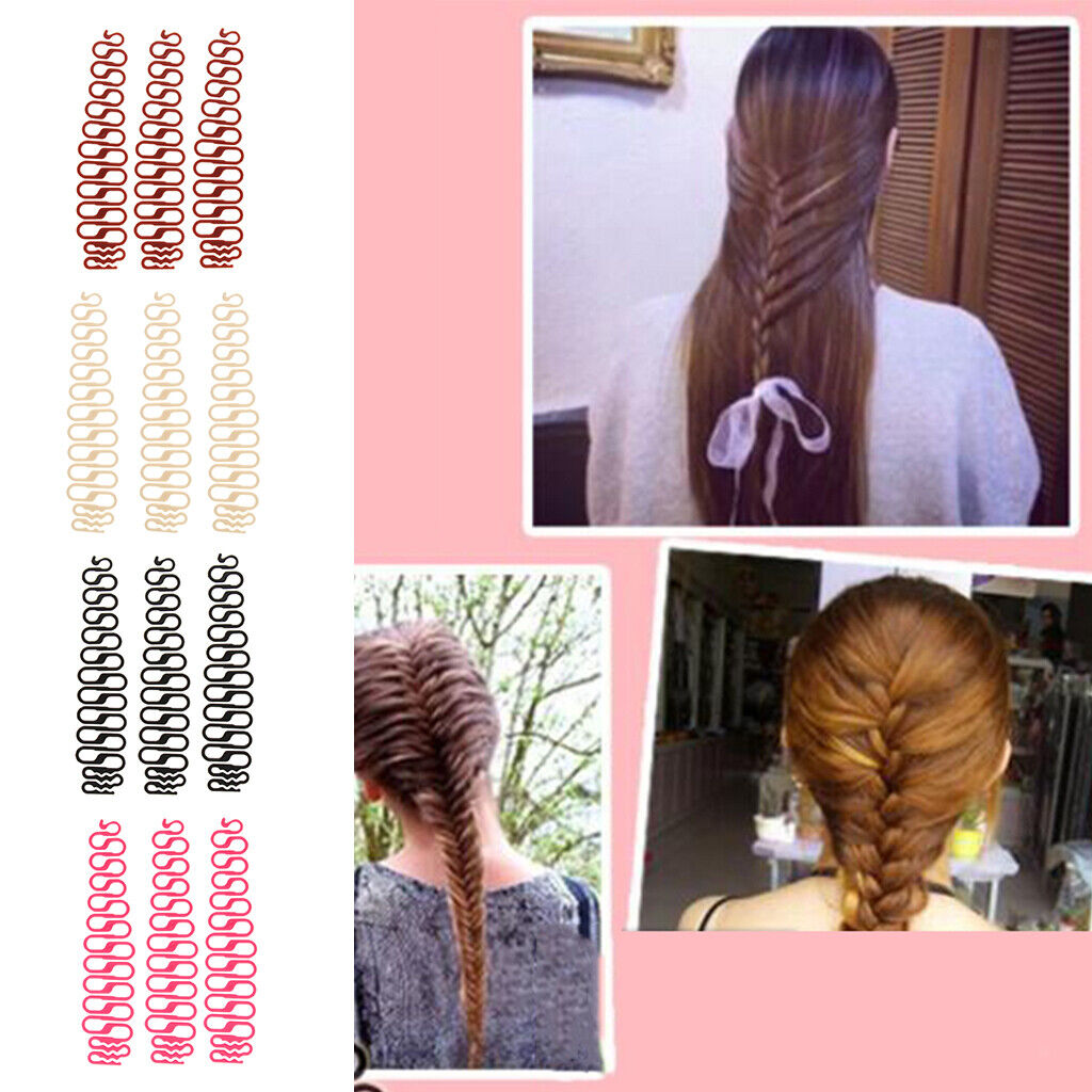 3PC Magic Hair Clip Braider French Twist Plait Hair Braiding Tool Holder Black