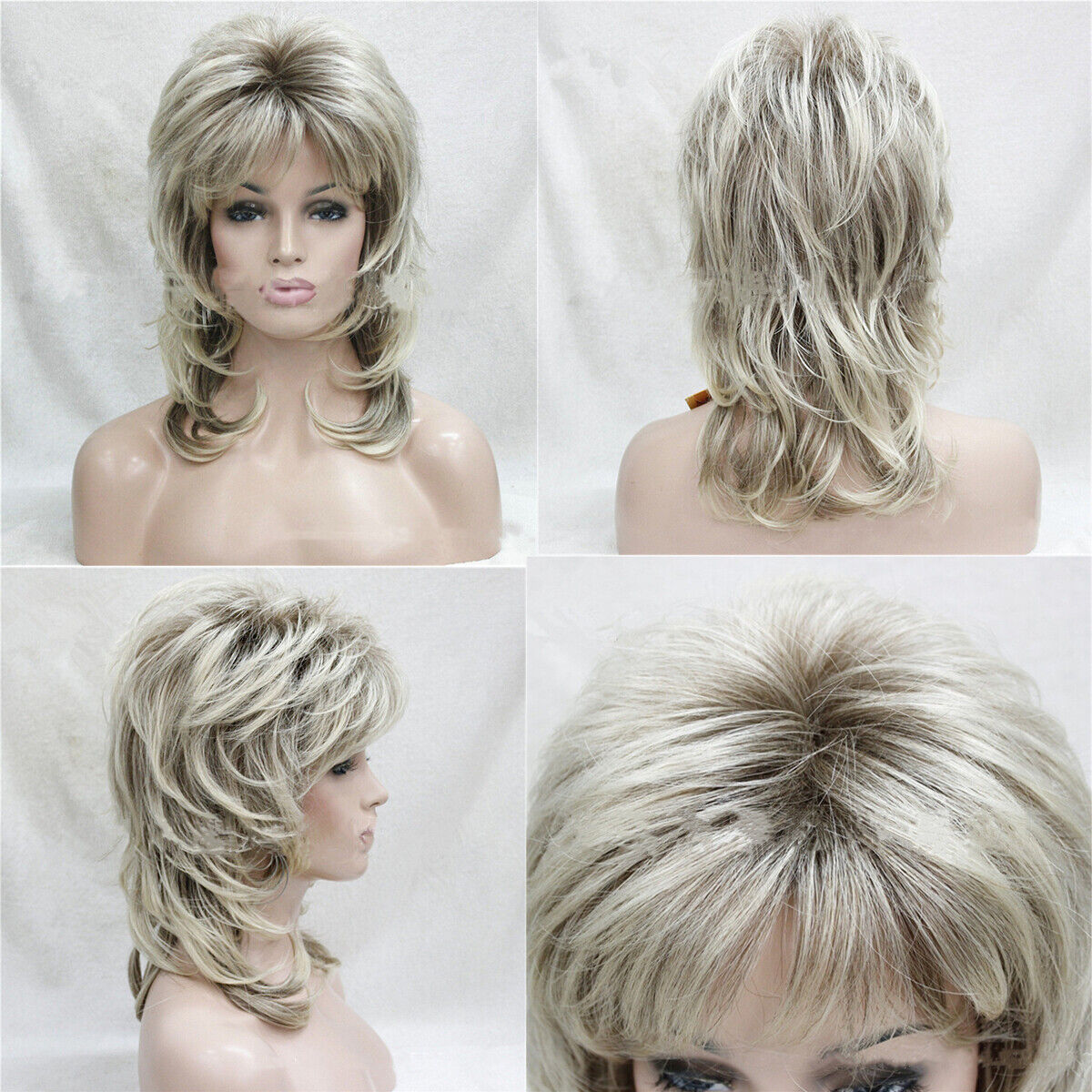 Long Soft Shaggy Layered Curly Wig Blonde Mix Full Hair Synthetic Wigs for Women
