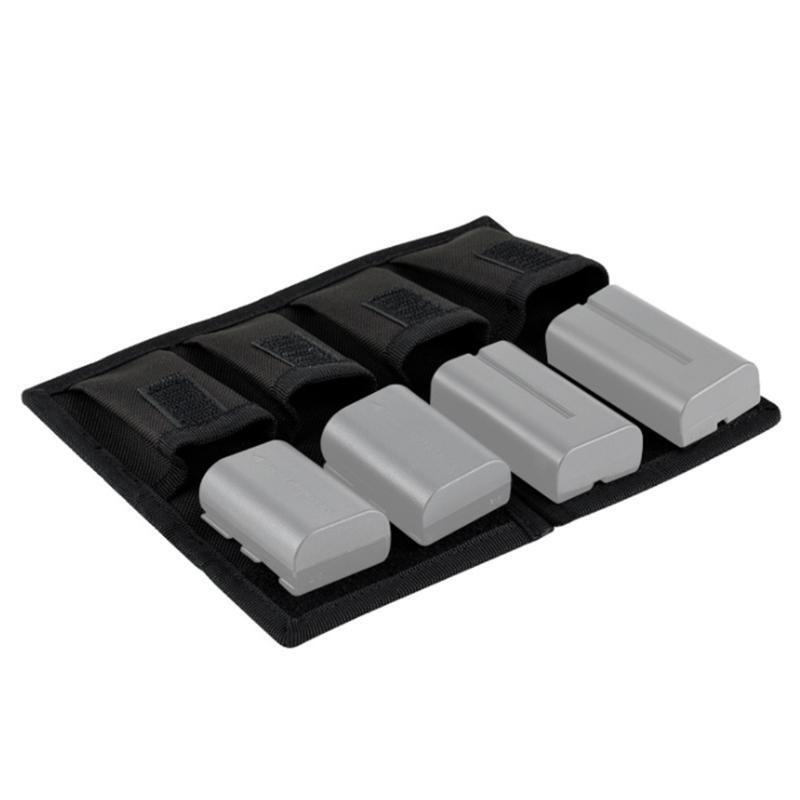 Large Capacity Storage Pouch for Digtal Camera Battery Dacron Bag with 4 Pockets