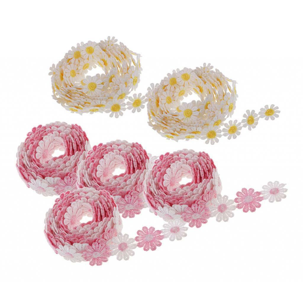 6Pcs Daisy  Lace Embroidered Patches Crafting Wedding  Clothing