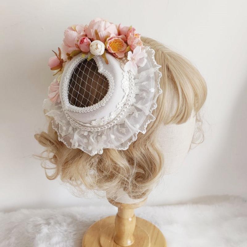 Elegant Flower Hat Shape Hair Barrettes for Children Festival Party Performance
