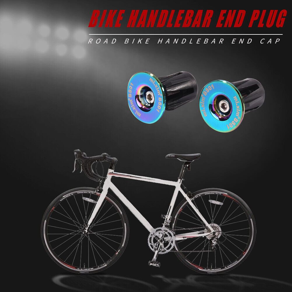 2x Burnt Blue Bike Handle Bar End Cap Aluminum Alloy MTB Road Bike End Plug