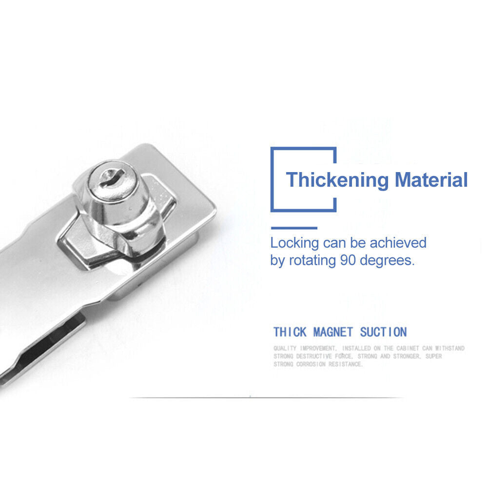 Punch-Free Stainless Steel Drawer Lock with Key Door Bolt Locks (2.5 Inch)