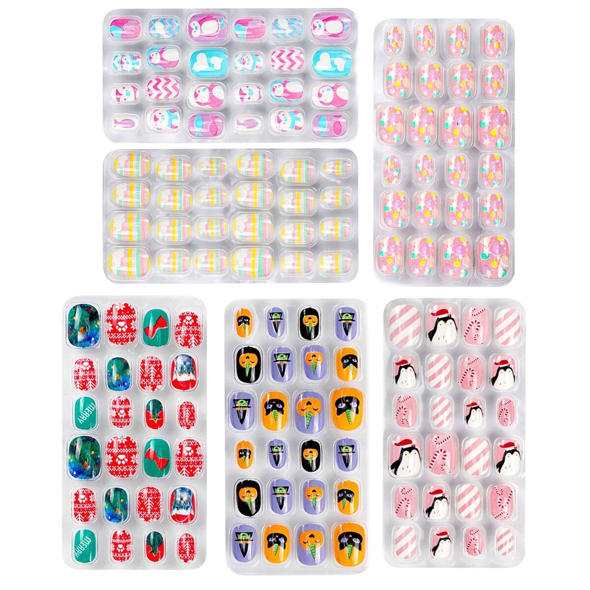 Tips Halloween Christmas Self Adhesive Press On Kids False Nails Full Cover