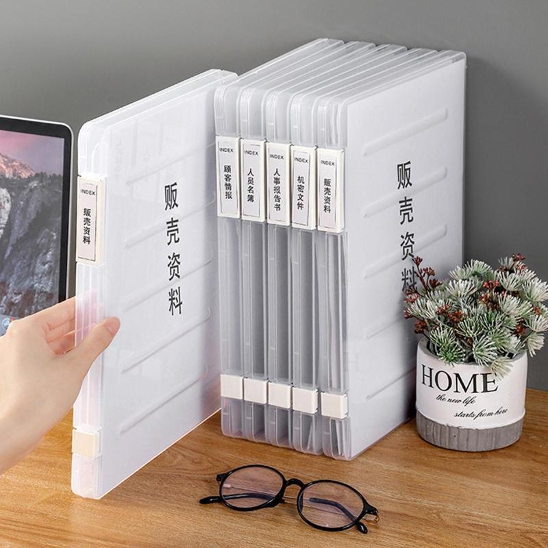 Portable A4 Files Box Clear Storage Case for Student Teacher Travel Daily Use