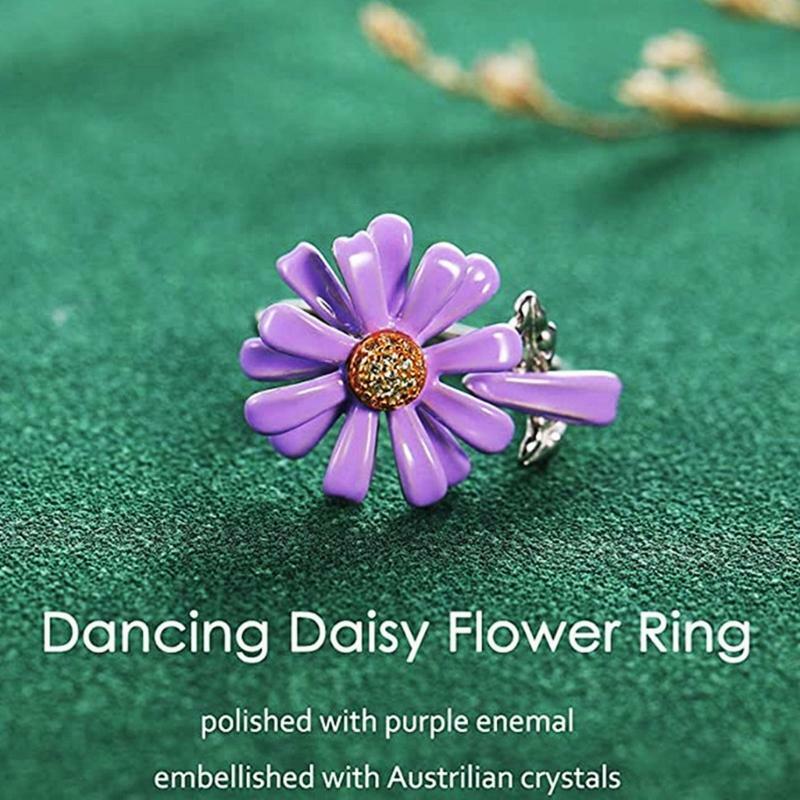 Ins Rotatable Daisy Ring Fidget Anxiety Relief Ring Best Party Gifts for Women