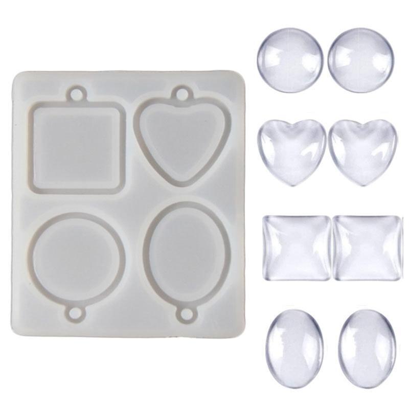 Silicone Pendant Tray Glass Cabochon Set for Photo Necklace Jewelry Making DIY