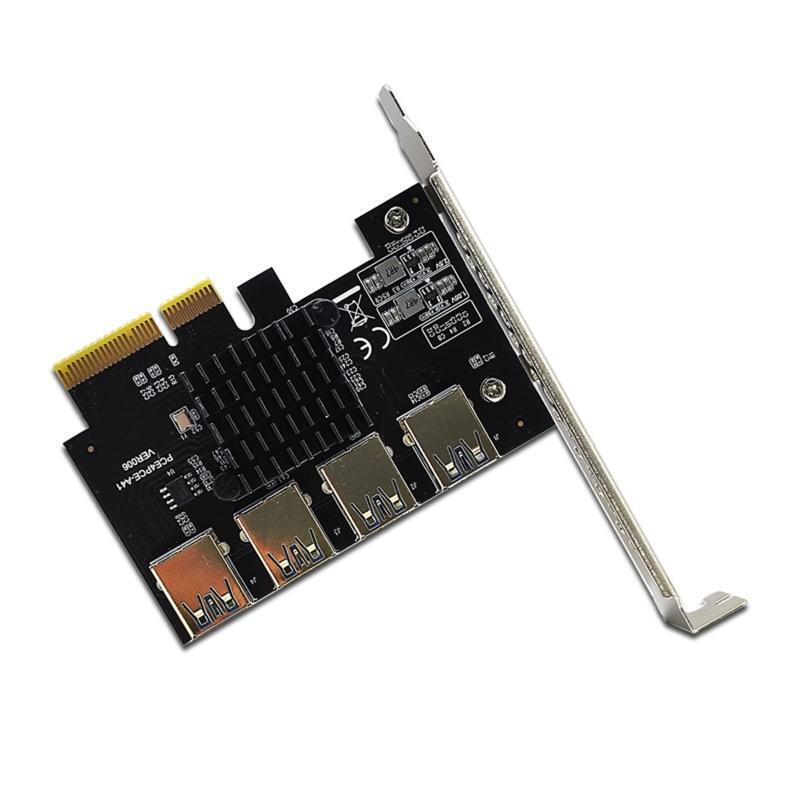 Graphics PCI-E 4X to 16X Adapter Board Extension PCIE 1 to 4 USB3.0 Adapter Card