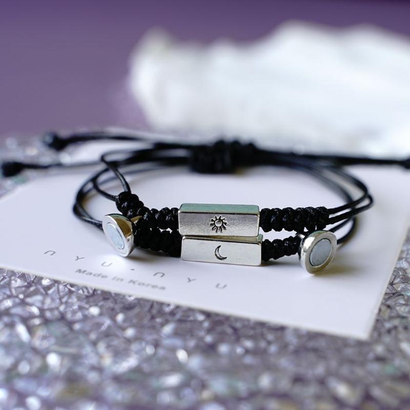 Couple Bracelets Mutual Attraction Pendant With Magnetic Charm Braided Bracelet