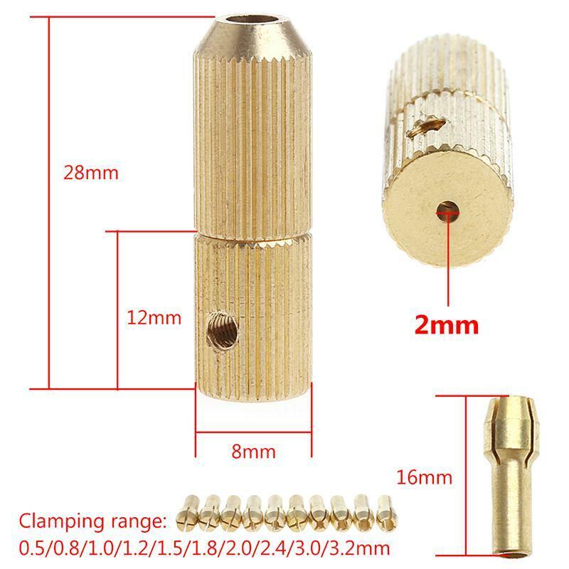 10Pcs 0.5-3.2mm Micro Twist Hand Drill Kit Chuck Electric Drill Bit Collet+2mm