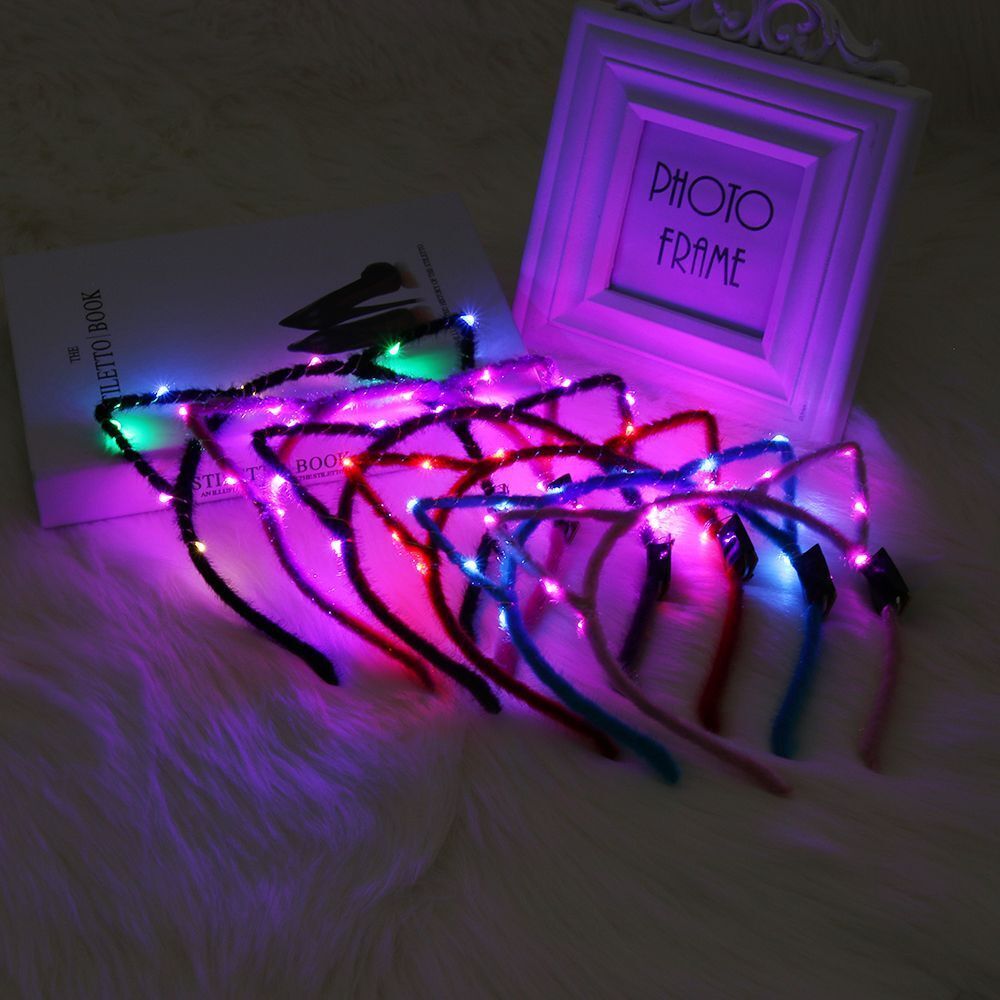 Girls Accessories Hair Band Party Headdress LED Light Flashing Cat Ear Headband