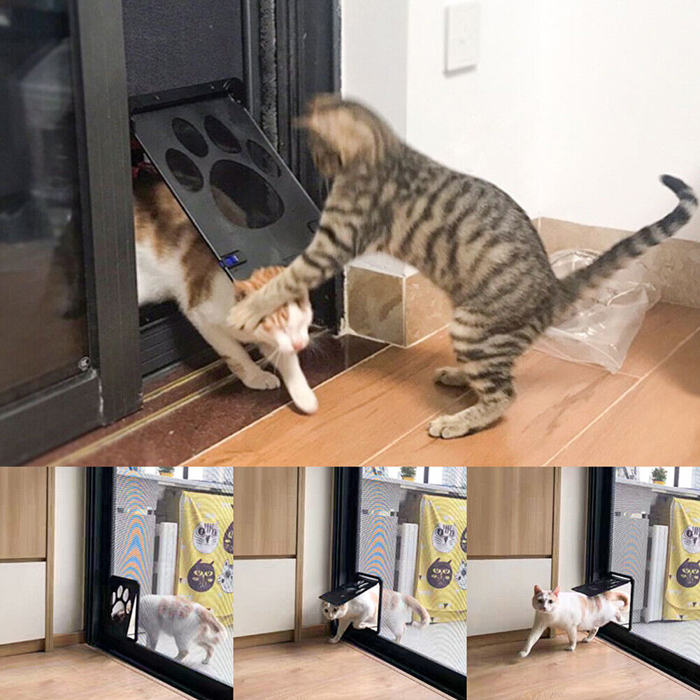 Lockable Dog Cat Door Security Flap ABS Gate Pet Anti-bite Indoor Barrier