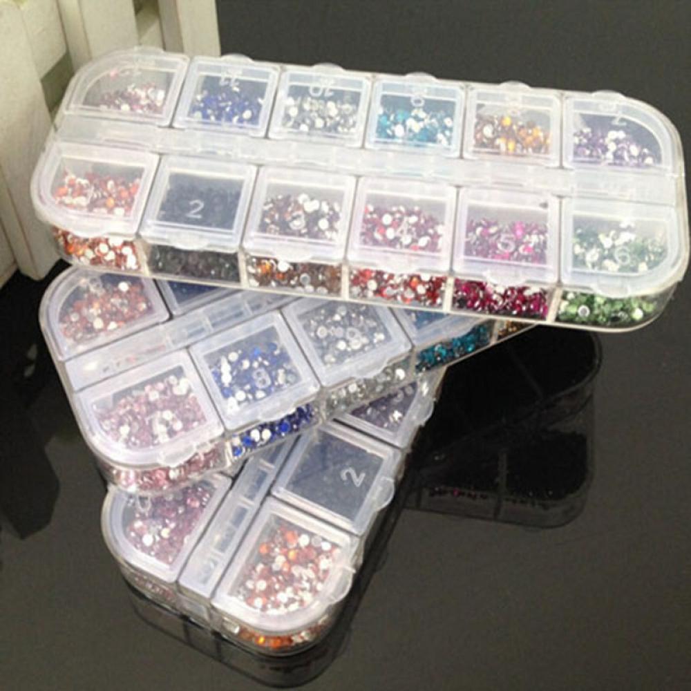 3600Pcs Women Glitter Manicure DIY Acrylic Tips Rhinestone Nail Art UV Gel