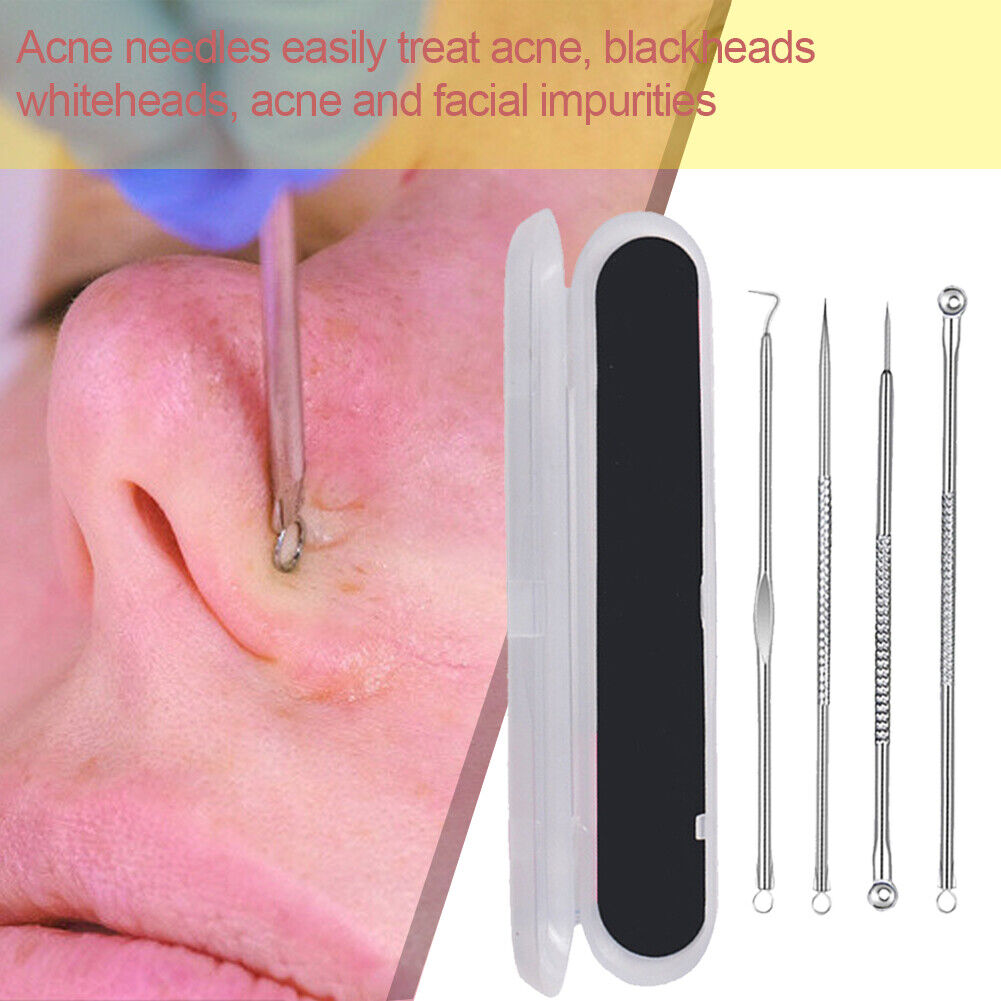 4pcs Stainless Steel Acne Removal Needle Blackhead Pore Cleaner Tools Set