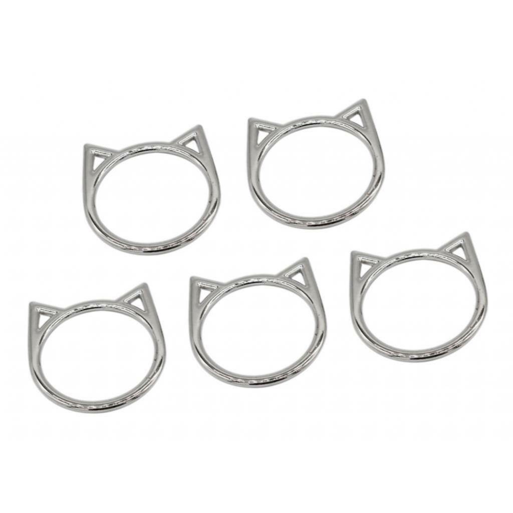 5Pcs Fashion Sliver Cat Rings for DIY Charms Leather Necklace Leg Rings