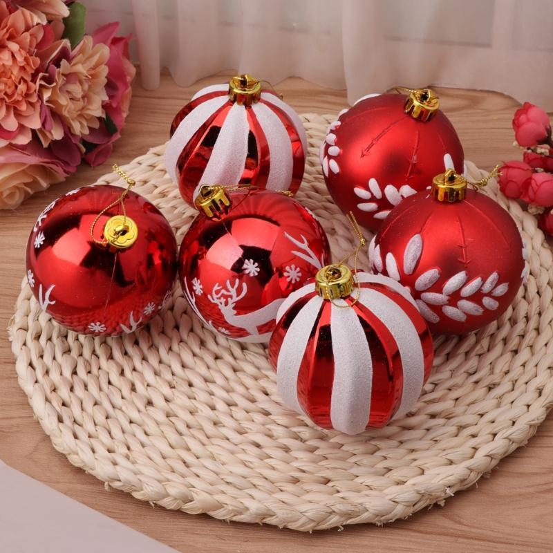 3.15'' Christmas Balls Shatterproof Painted Ornaments Party Decorations Set of 6