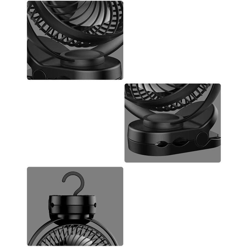 8000mAh Rechargeable Portable Fan Battery Operated Clip on Fan USB Fan 3 Speeds