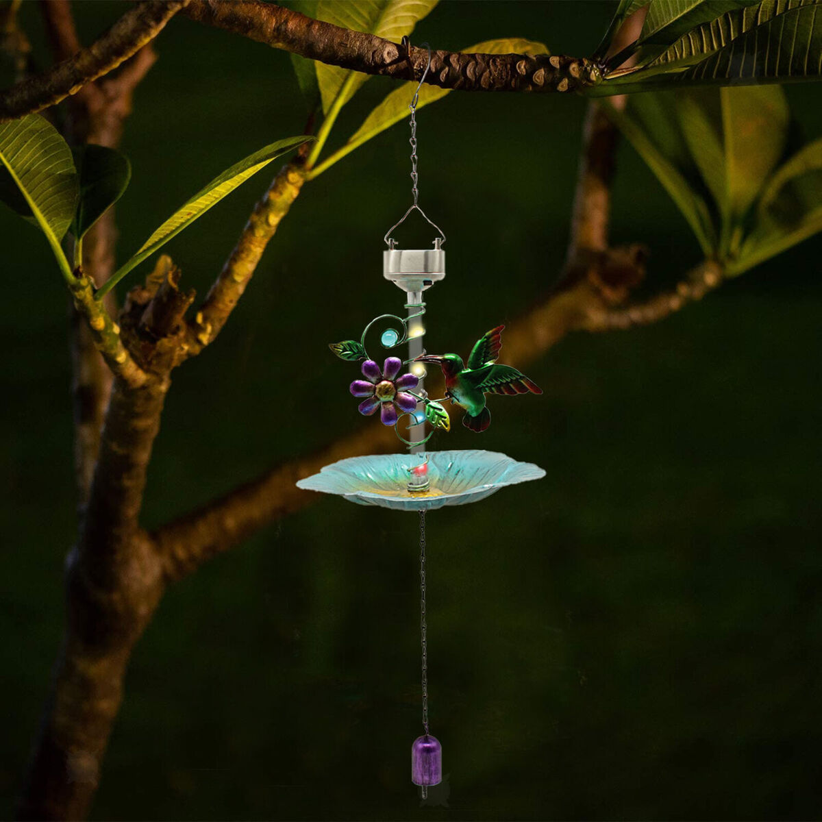 Solar Bird Feeder  Hanging Outdoor Patio Decoration Ornament Yard Lawn