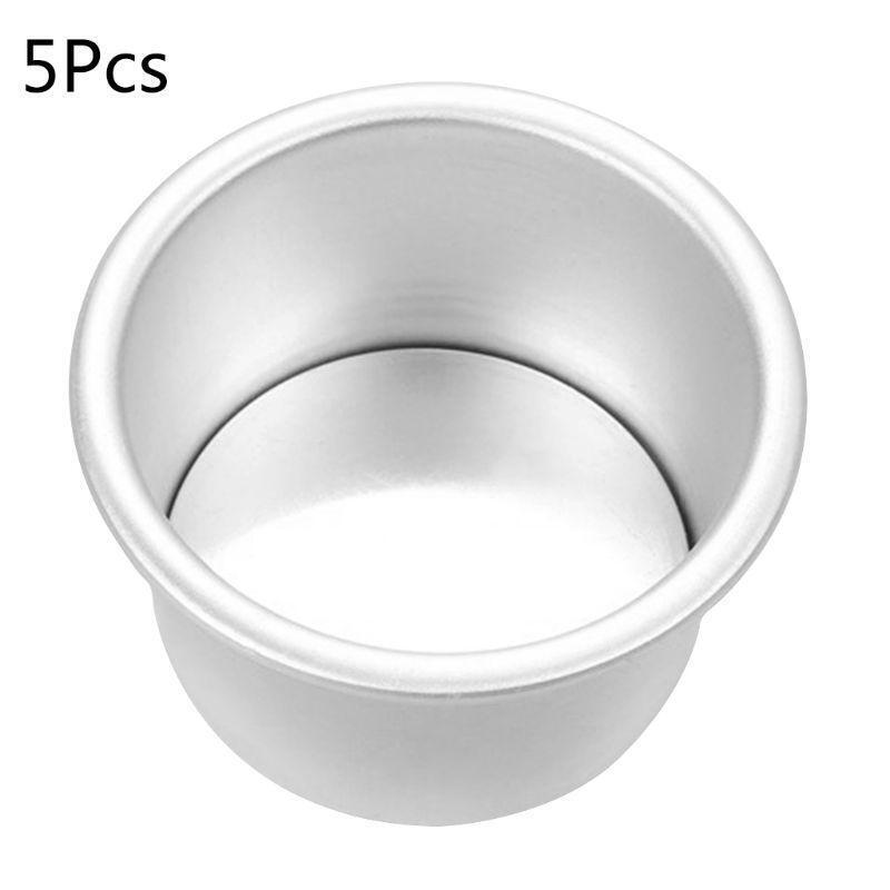 5 pcs Cake Pan Aluminum Cake Tray Removable Bottom Round Shaped Cake Pan for Ove