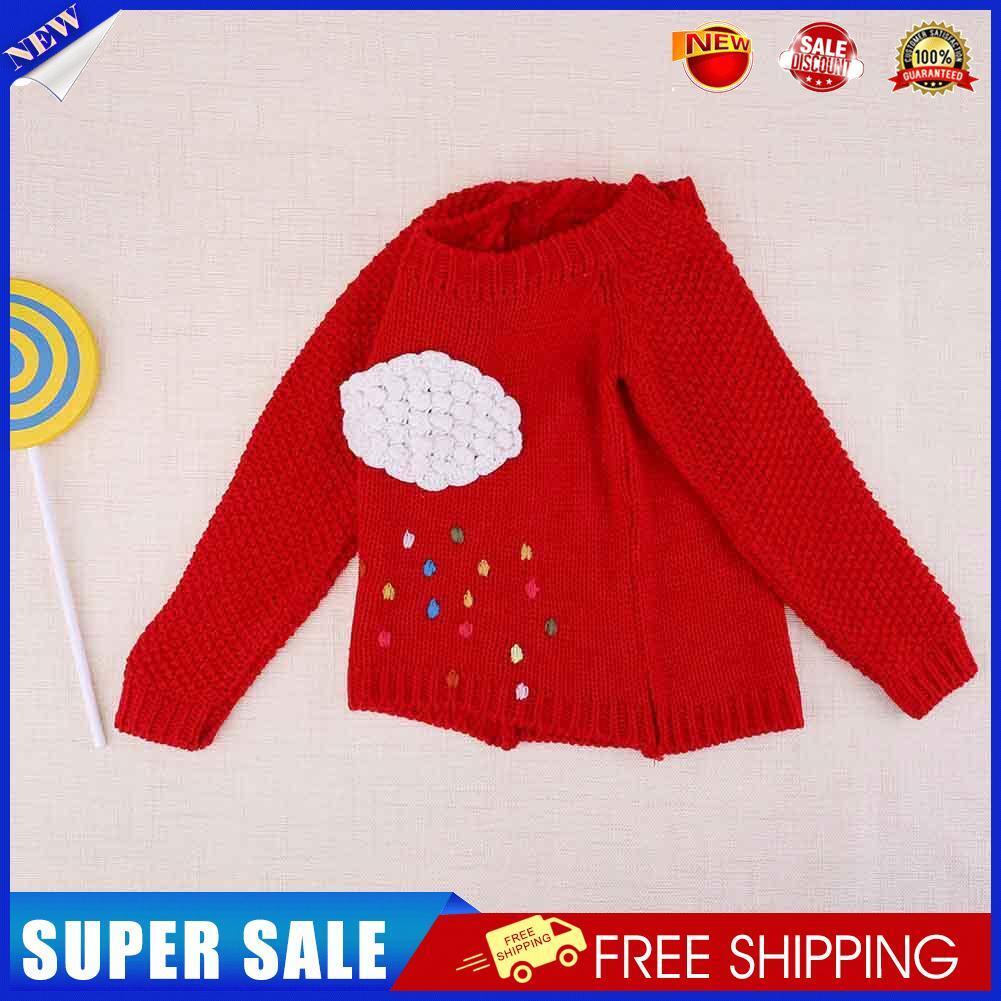 Winter Girls Kids Children Pullover Cartoon Rain Knitted Sweater(Red/(6-7T)