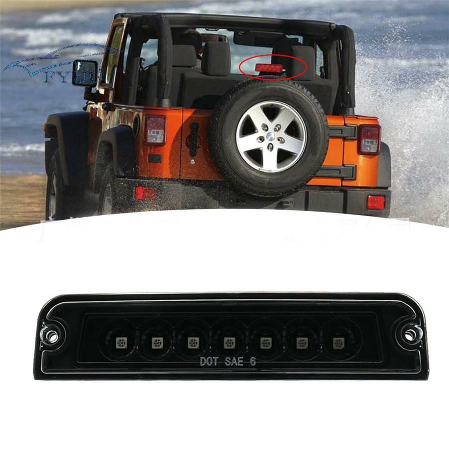 12V LED Smoked Third Brake Red Tail Light Rear Lamp Lens For Jeep Wrangler 97-06