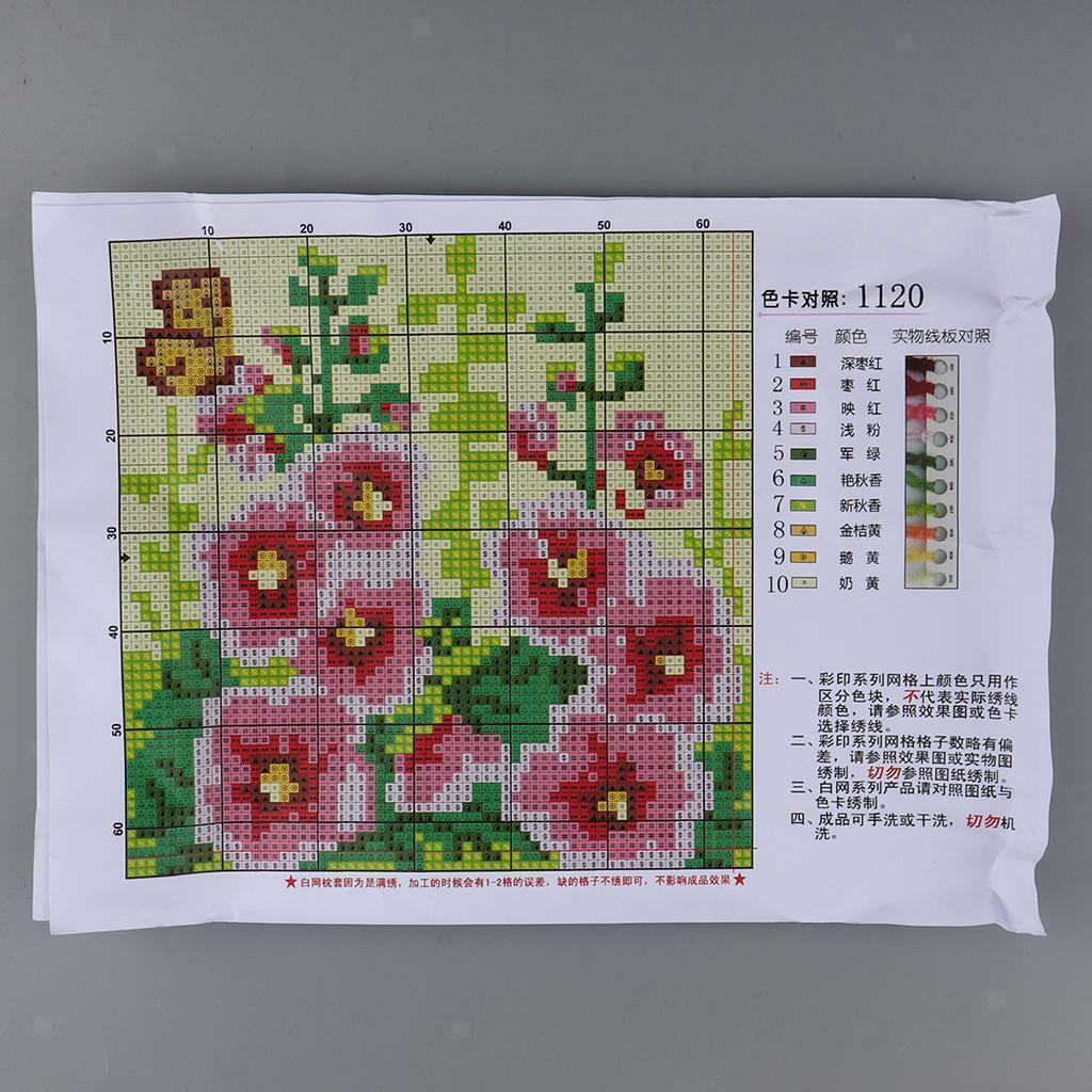 Flower Pattern  Kit Pillow Case Embroidery Package DIY 16x16''