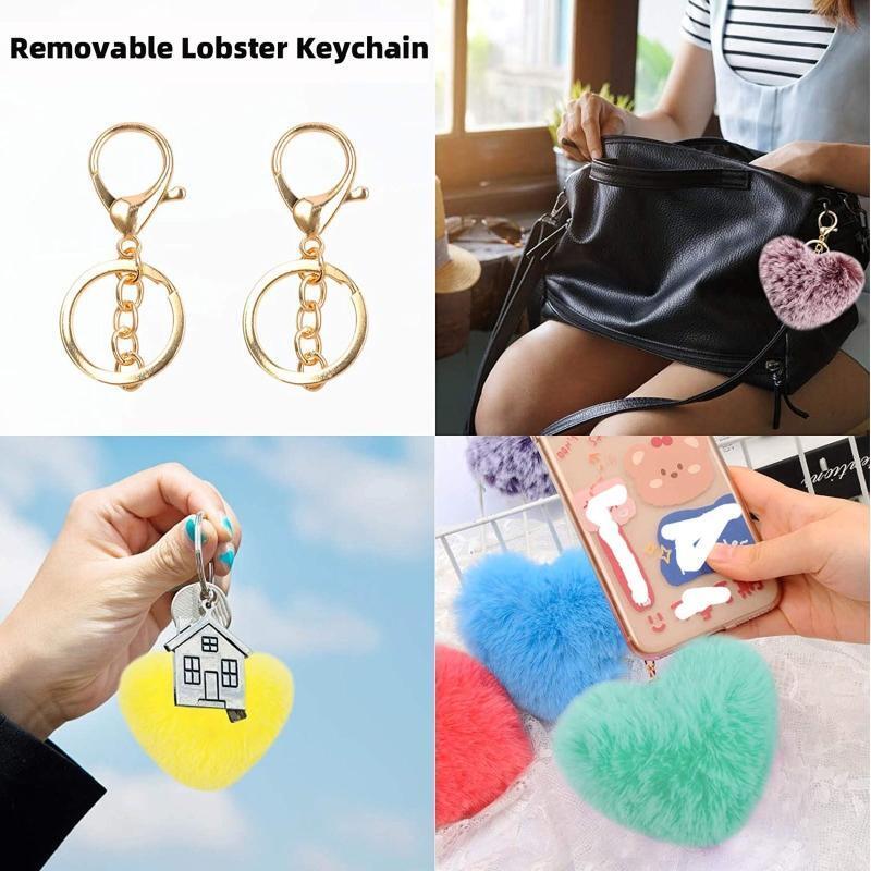 Faux Fur Pompoms Keychain with Tassels and Keyrings for Bag Charm Accessories