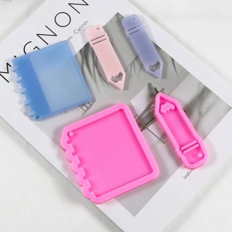 Pencil Notebook Shape Silicone Molds Jewelry Making Keychain Polymer Clay Mold