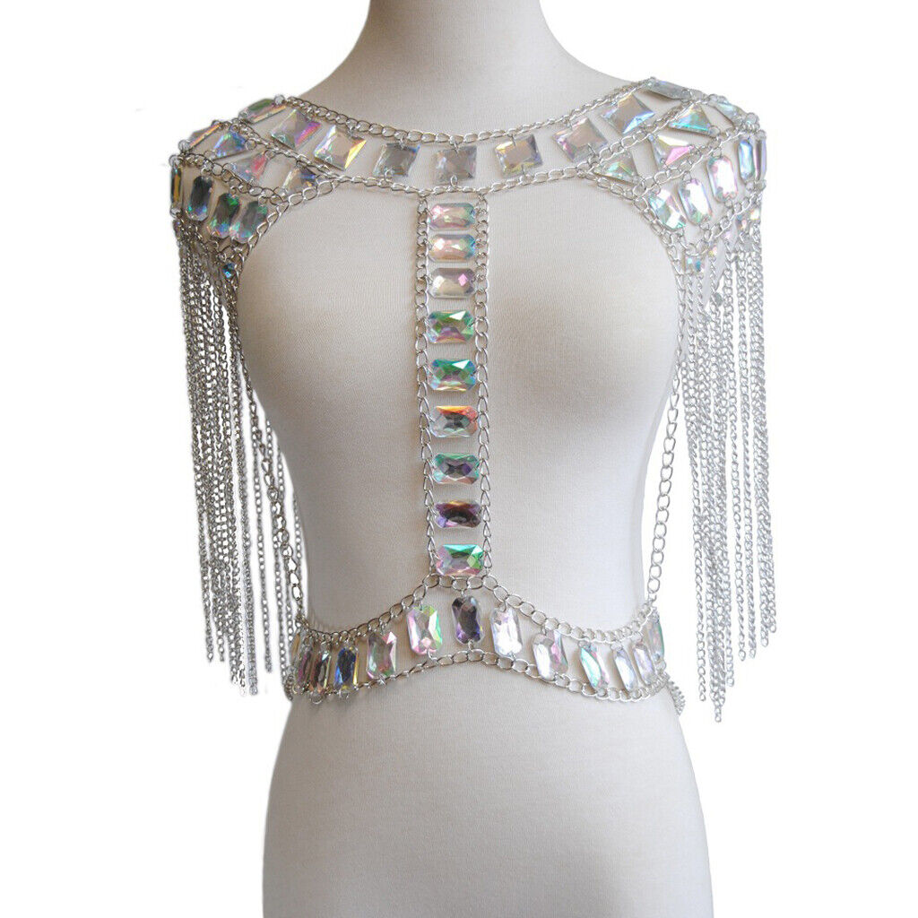 Fashion Tassel Crystal Shoulder Body Chain Harness Necklace Jewelry