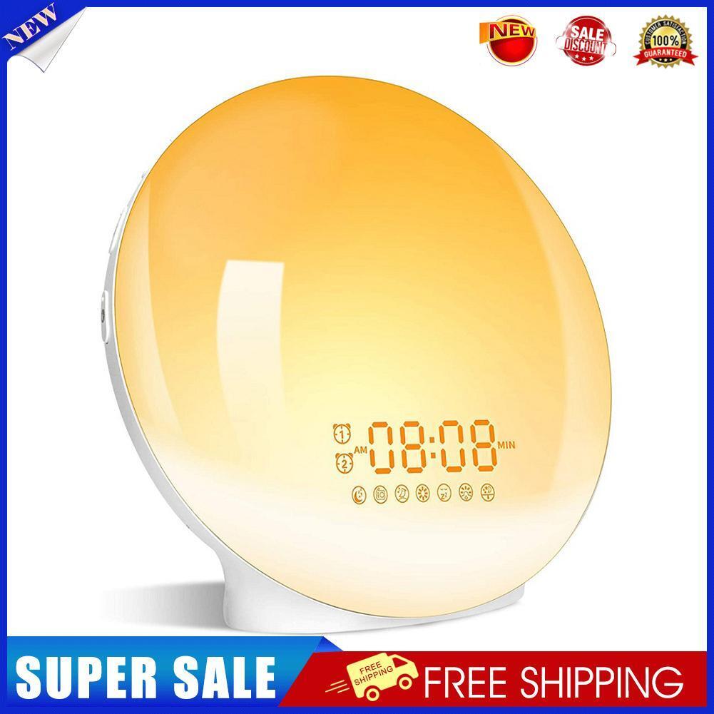 Smart Wake Up Light Digital Clock 7 Colors Sunrise Sunset FM Radio LED Lamp