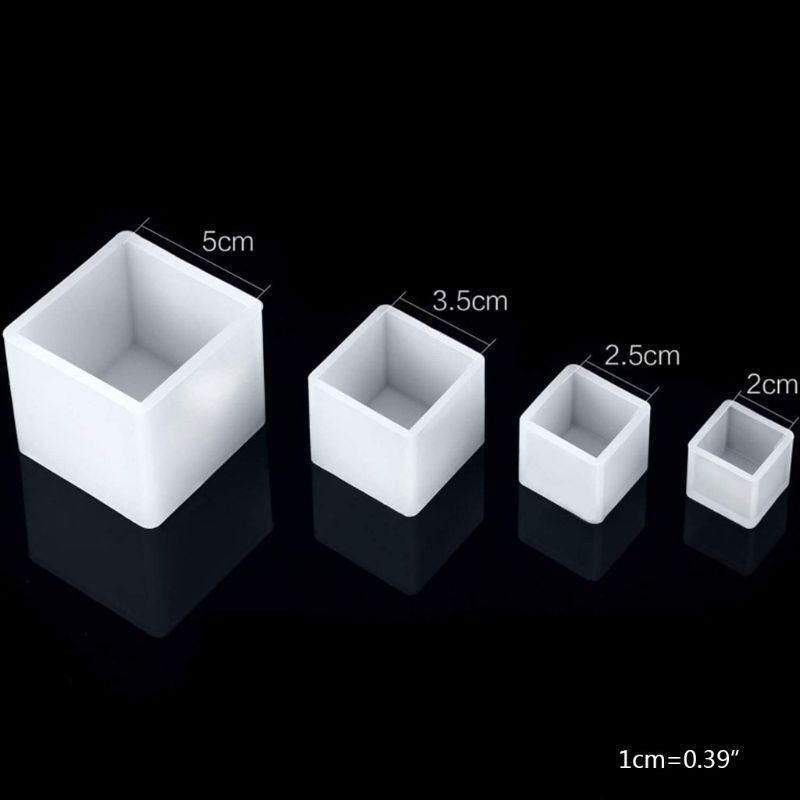 4Pcs DIY Craft Candle Mold Cube Crystal Jewelry Pendant Casting UV Epoxy Mold