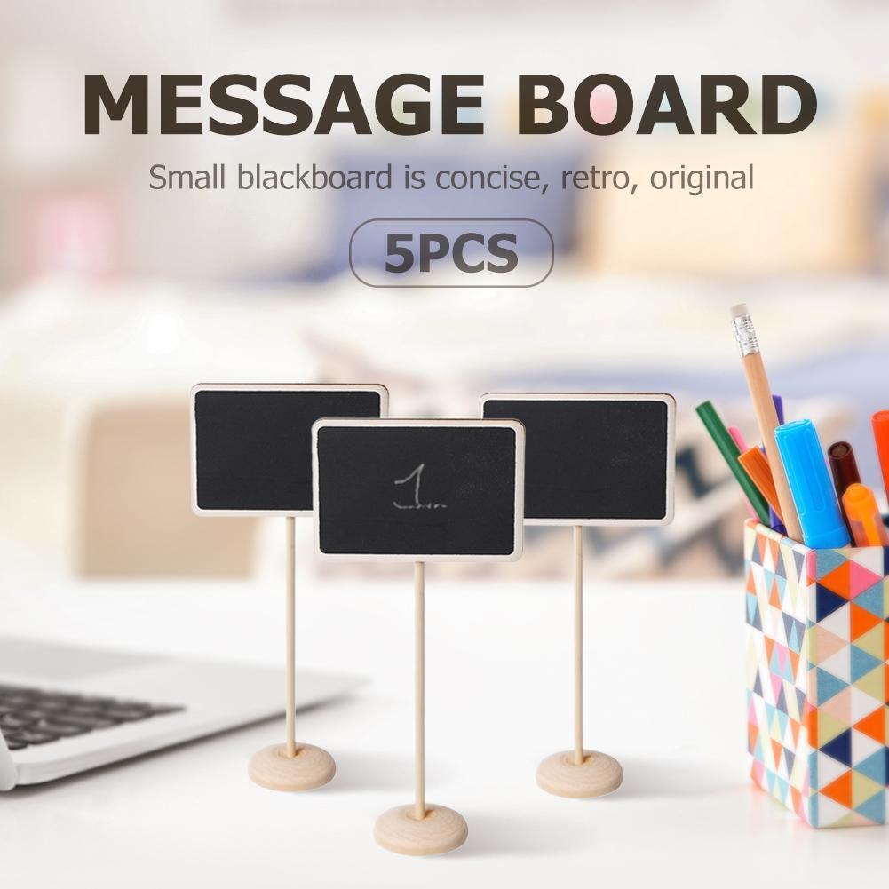 5pcs Mini Wooden Chalk Blackboard Signs Chalkboard Message Board (Square)