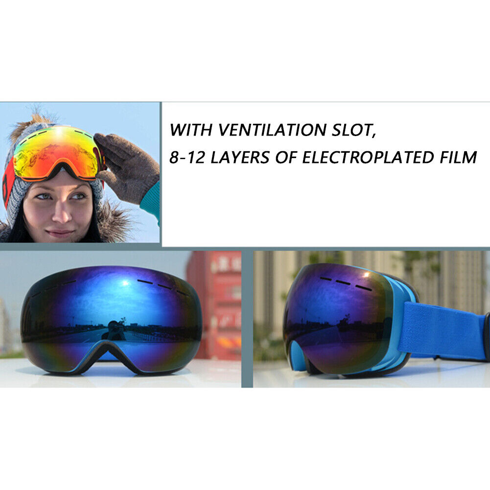Ski Goggles Anti-Fog Snowboard UV Protection Sports Glasses (Red Lens)