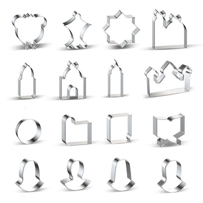 16 Pcs Cookie Cutter Pastry Tool Stainless Steel Non-Stick Shape of Eid al-Fitr